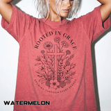Comfort Colors Rooted in Grace Shirt, Christian Floral Cross Tee, Faith Based Graphic Shirt, Religious Gift for Women, Bible Verse Tee