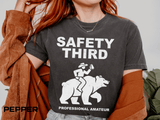 Comfort Colors Safety Third Shirt, Funny Blue Collar Worker Tee, Construction Humor Shirt, Tradesman Gift, Professional Amateur Graphic Tee