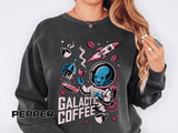 Galactic Coffee Comfort Colors Sweatshirt, Funny Alien Coffee Lover Shirt, Space Nerd Sweatshirt, Sci Fi Gift for Coffee Fans