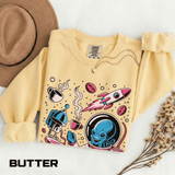 Galactic Coffee Comfort Colors Sweatshirt, Funny Alien Coffee Lover Shirt, Space Nerd Sweatshirt, Sci Fi Gift for Coffee Fans