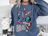 Galactic Coffee Comfort Colors Sweatshirt, Funny Alien Coffee Lover Shirt, Space Nerd Sweatshirt, Sci Fi Gift for Coffee Fans