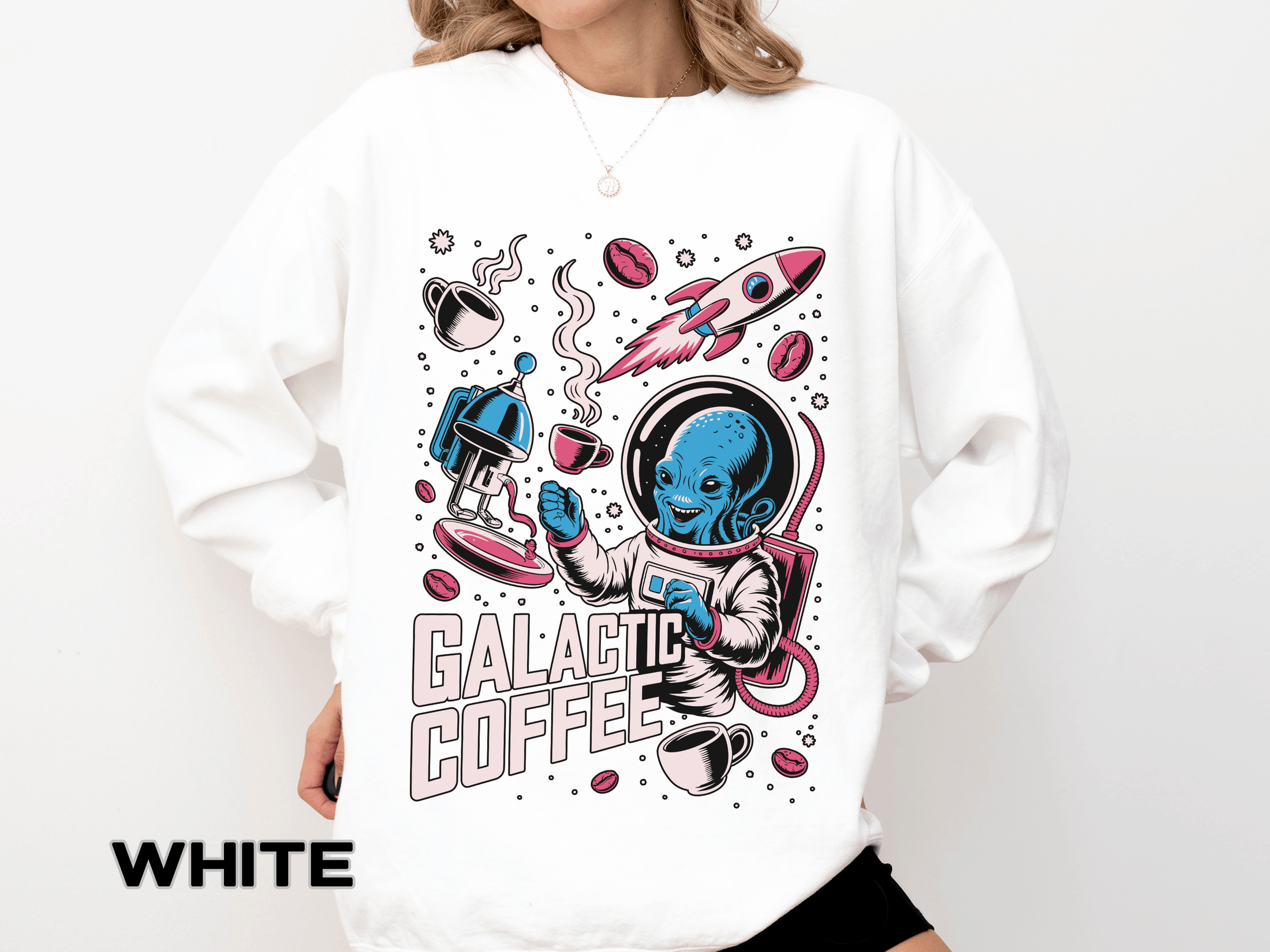 Galactic Coffee Comfort Colors Sweatshirt, Funny Alien Coffee Lover Shirt, Space Nerd Sweatshirt, Sci Fi Gift for Coffee Fans