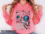 Galactic Coffee Comfort Colors Sweatshirt, Funny Alien Coffee Lover Shirt, Space Nerd Sweatshirt, Sci Fi Gift for Coffee Fans