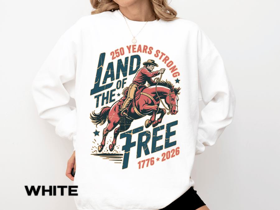 Land of the Free Comfort Colors Sweatshirt, Patriotic Cowboy Sweatshirt, Western Fourth of July Shirt, Americana Gift