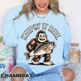 Keepin It Reel Comfort Colors Sweatshirt, Funny Fishing Sweatshirt, Bigfoot Fishing Shirt, Fisherman Gift for Men and Women