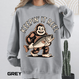 Keepin It Reel Comfort Colors Sweatshirt, Funny Fishing Sweatshirt, Bigfoot Fishing Shirt, Fisherman Gift for Men and Women
