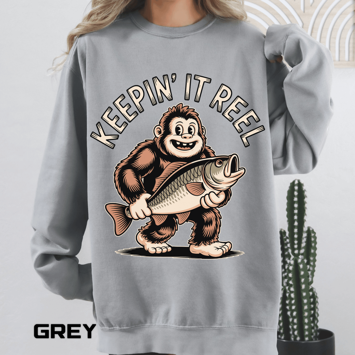 Keepin It Reel Comfort Colors Sweatshirt, Funny Fishing Sweatshirt, Bigfoot Fishing Shirt, Fisherman Gift for Men and Women