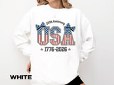 USA 250th Anniversary Comfort Colors Sweatshirt, Patriotic Bow Coquette Shirt, America 1776 2026 Sweatshirt, Fourth of July Gift