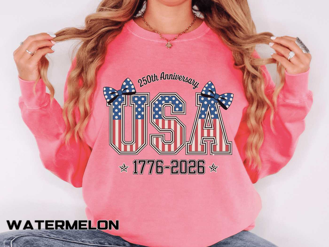USA 250th Anniversary Comfort Colors Sweatshirt, Patriotic Bow Coquette Shirt, America 1776 2026 Sweatshirt, Fourth of July Gift