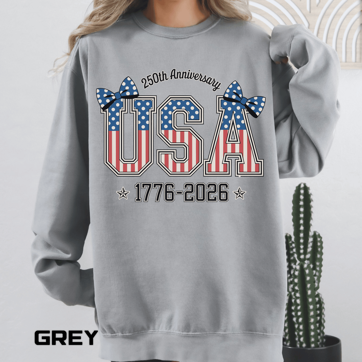 USA 250th Anniversary Comfort Colors Sweatshirt, Patriotic Bow Coquette Shirt, America 1776 2026 Sweatshirt, Fourth of July Gift