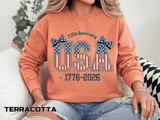 USA 250th Anniversary Comfort Colors Sweatshirt, Patriotic Bow Coquette Shirt, America 1776 2026 Sweatshirt, Fourth of July Gift