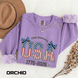 USA 250th Anniversary Comfort Colors Sweatshirt, Patriotic Bow Coquette Shirt, America 1776 2026 Sweatshirt, Fourth of July Gift