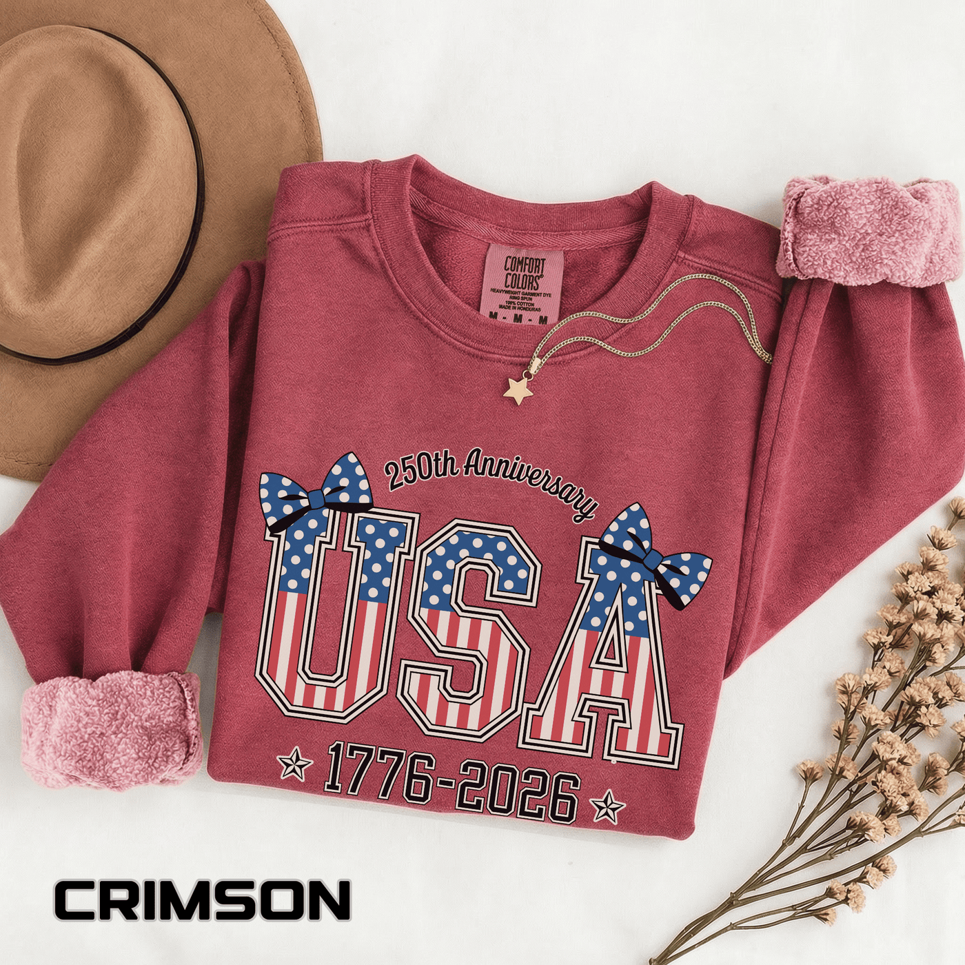 USA 250th Anniversary Comfort Colors Sweatshirt, Patriotic Bow Coquette Shirt, America 1776 2026 Sweatshirt, Fourth of July Gift