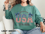 USA 250th Anniversary Comfort Colors Sweatshirt, Patriotic Bow Coquette Shirt, America 1776 2026 Sweatshirt, Fourth of July Gift