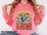 Teacher Comfort Colors Sweatshirt, Learning Is My Superpower Shirt, Elementary Teacher Gift, Classroom Sweatshirt for Educators