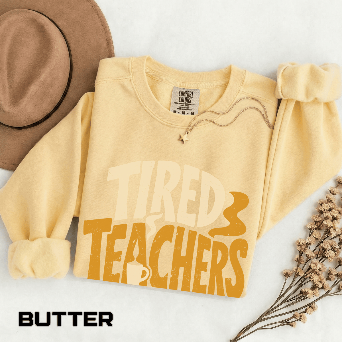 Tired Teachers Coffee Club Comfort Colors Sweatshirt, Funny Teacher Coffee Shirt, Educator Gift, Teacher Life Pullover