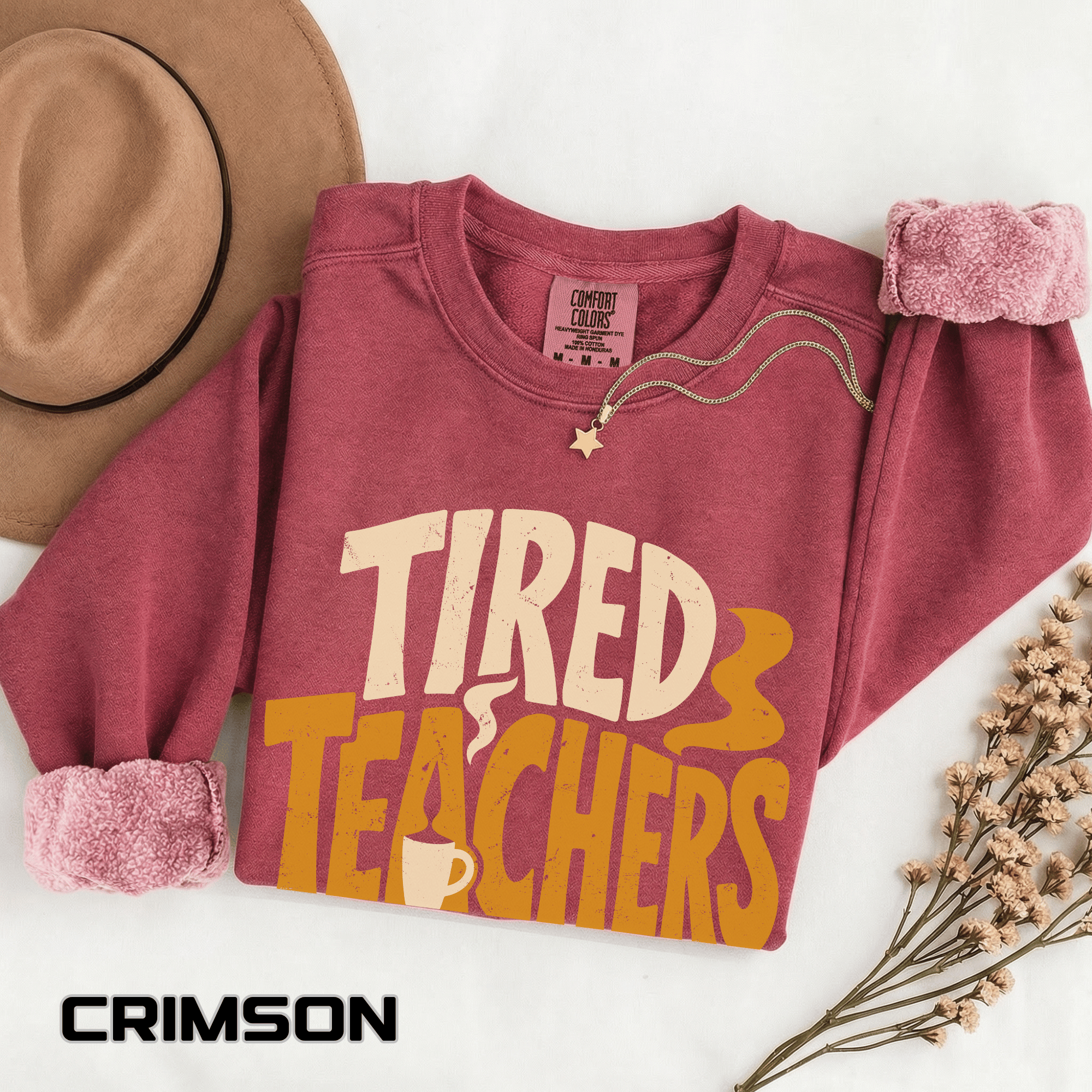 Tired Teachers Coffee Club Comfort Colors Sweatshirt, Funny Teacher Coffee Shirt, Educator Gift, Teacher Life Pullover