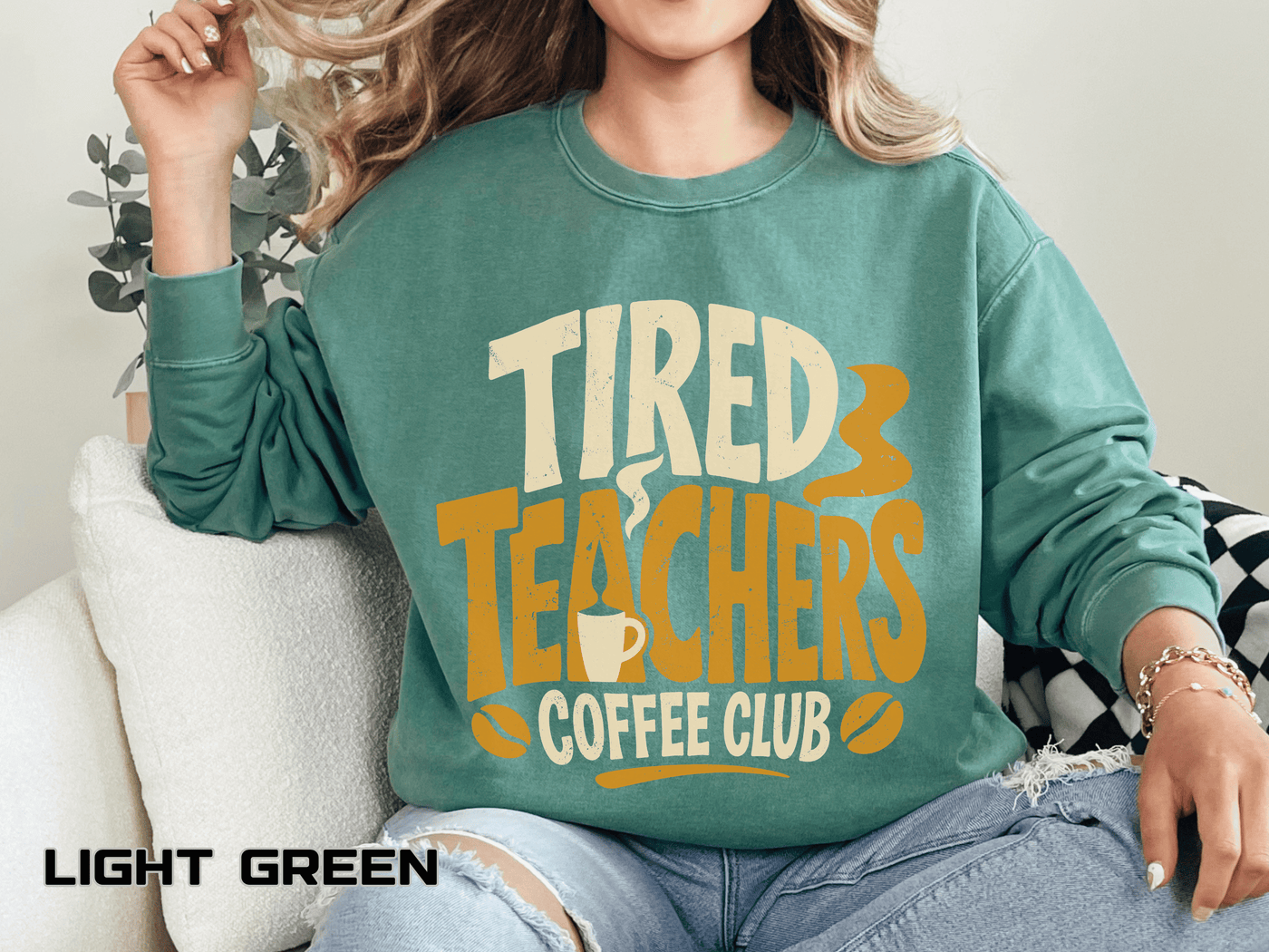 Tired Teachers Coffee Club Comfort Colors Sweatshirt, Funny Teacher Coffee Shirt, Educator Gift, Teacher Life Pullover