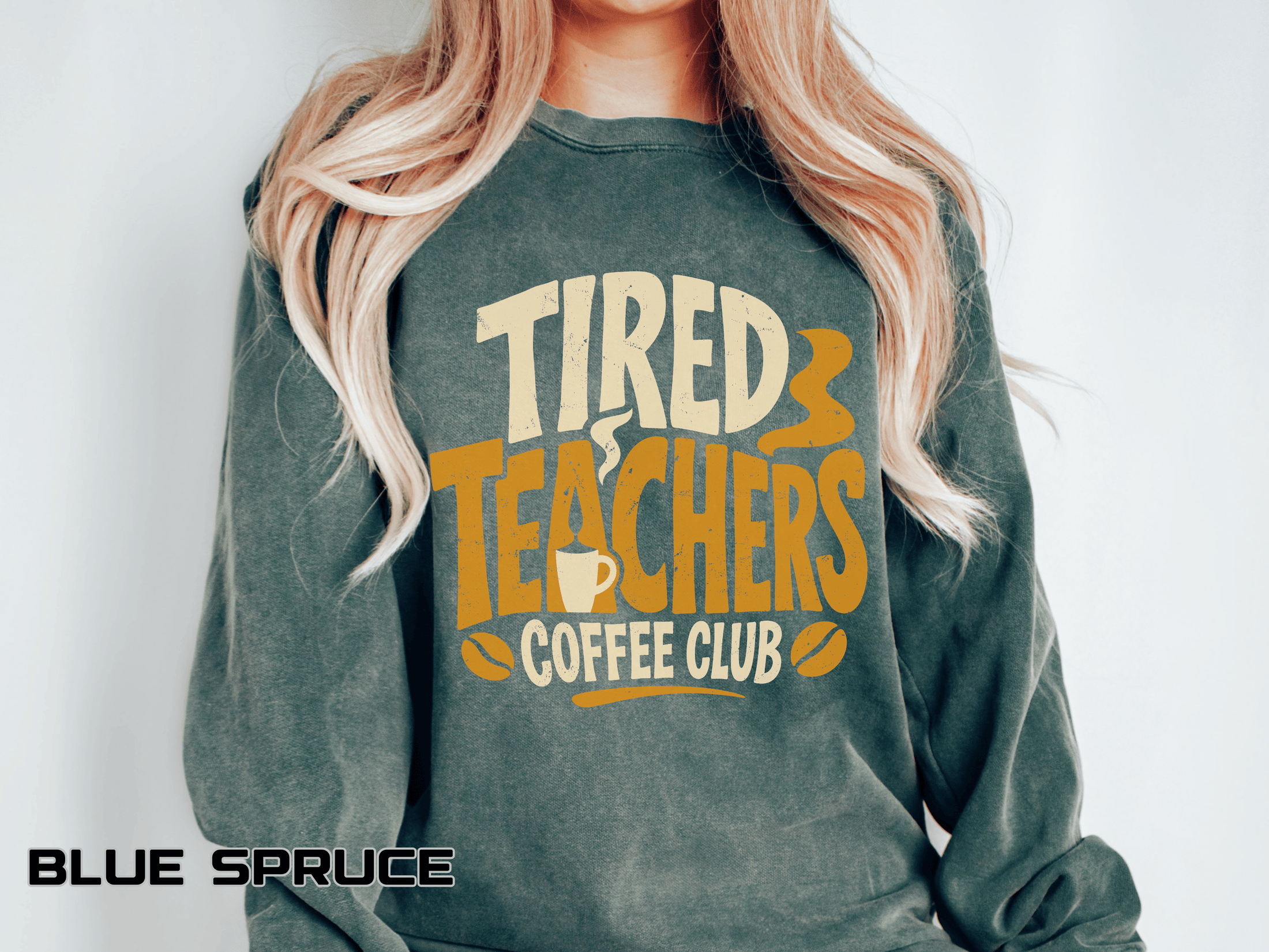Tired Teachers Coffee Club Comfort Colors Sweatshirt, Funny Teacher Coffee Shirt, Educator Gift, Teacher Life Pullover