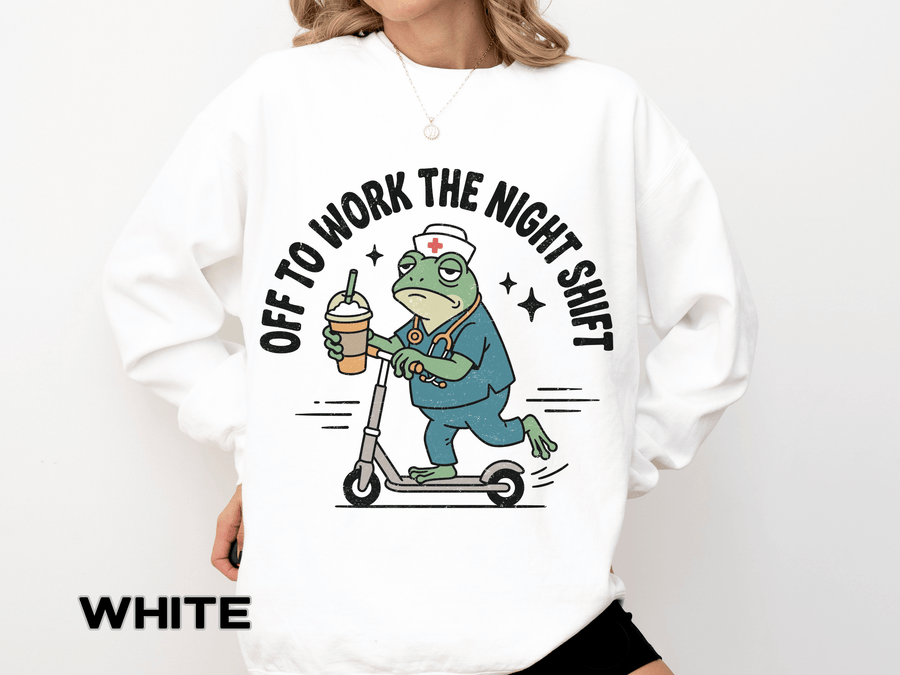 Night Shift Nurse Comfort Colors Sweatshirt, Funny Nurse Sweatshirt, Off to Work the Night Shift Shirt, RN Gift for Nurses