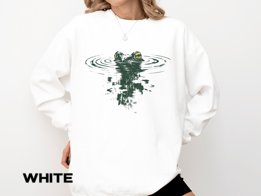 Frog Comfort Colors Sweatshirt, Moody Nature Aesthetic Sweatshirt, Pond Frog Graphic Crewneck, Wildlife Lover Gift