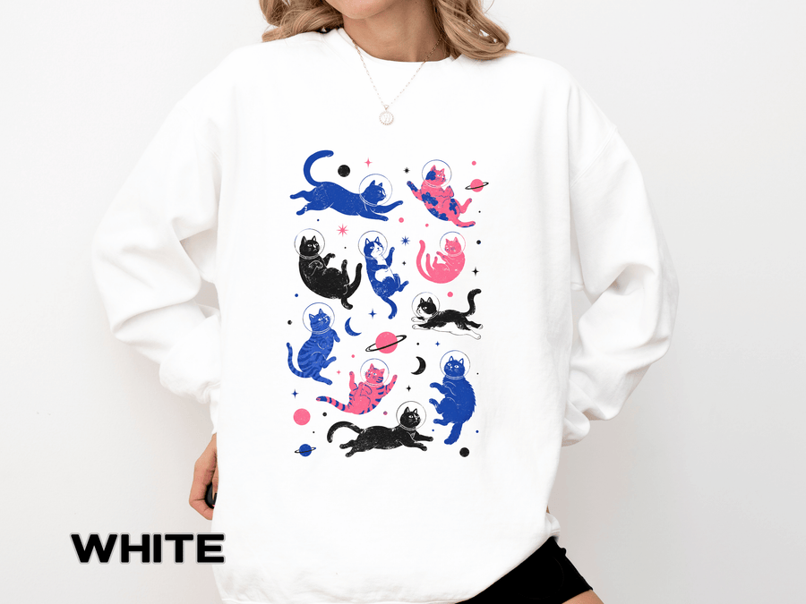 Space Cat Comfort Colors Sweatshirt, Astronaut Cat Graphic Crewneck, Galaxy Cat Lover Gift, Cute Cosmic Cat Sweatshirt
