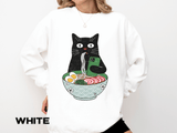 Ramen Cat Comfort Colors Sweatshirt, Funny Cat Eating Noodles Shirt, Cat Lover Graphic Crewneck, Foodie Gift Idea