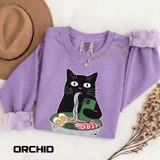 Ramen Cat Comfort Colors Sweatshirt, Funny Cat Eating Noodles Shirt, Cat Lover Graphic Crewneck, Foodie Gift Idea