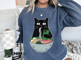 Ramen Cat Comfort Colors Sweatshirt, Funny Cat Eating Noodles Shirt, Cat Lover Graphic Crewneck, Foodie Gift Idea