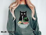 Ramen Cat Comfort Colors Sweatshirt, Funny Cat Eating Noodles Shirt, Cat Lover Graphic Crewneck, Foodie Gift Idea