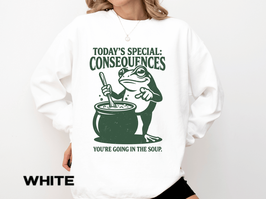 Funny Frog Comfort Colors Sweatshirt, Today's Special Consequences Graphic Crewneck, Sarcastic Meme Sweatshirt Gift