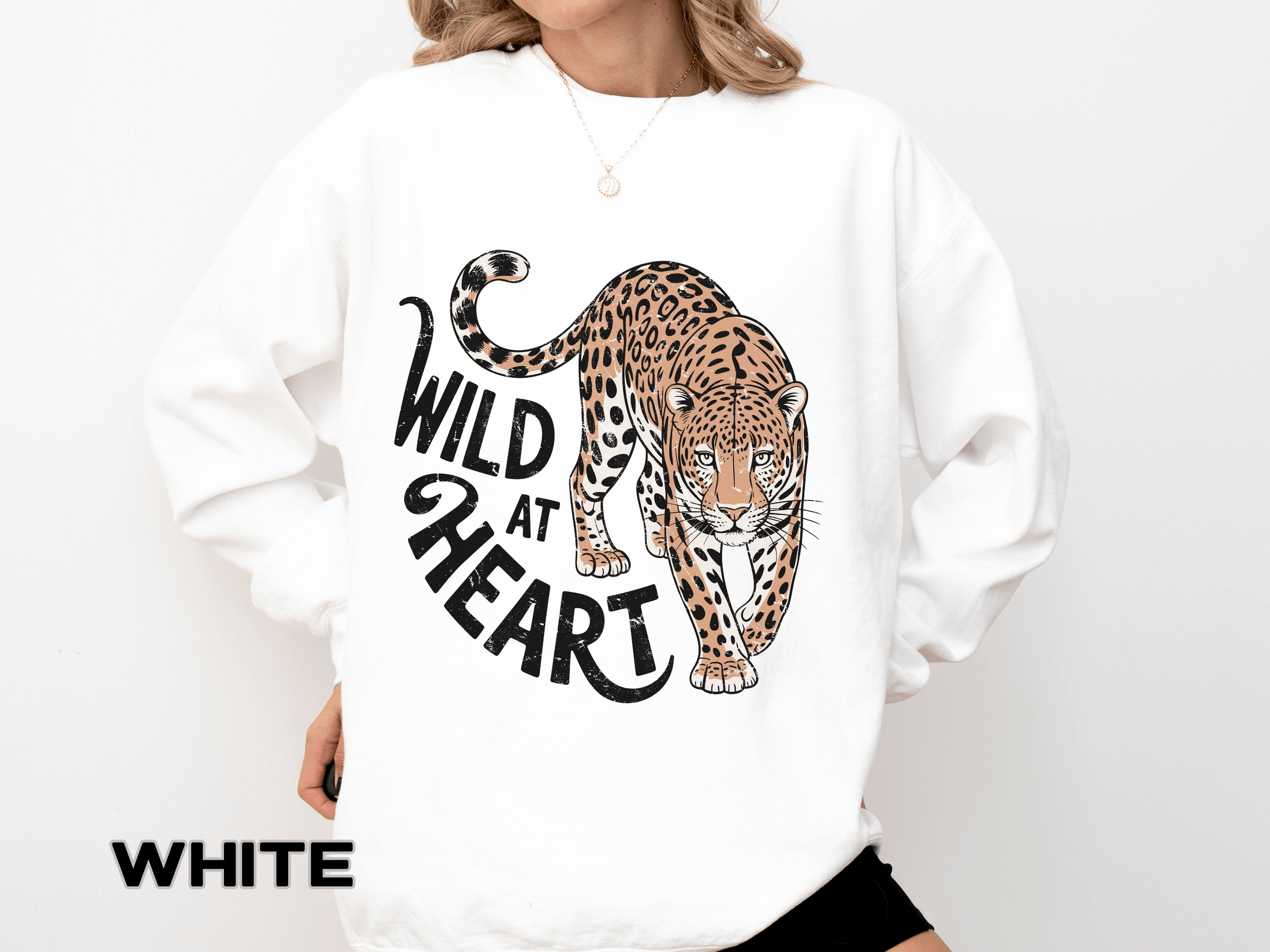 Wild at Heart Leopard Comfort Colors Sweatshirt, Leopard Graphic Crewneck, Animal Lover Sweatshirt, Safari Style Gift