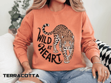 Wild at Heart Leopard Comfort Colors Sweatshirt, Leopard Graphic Crewneck, Animal Lover Sweatshirt, Safari Style Gift