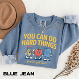 You Can Do Hard Things Teacher Sweatshirt, Motivational School Graphic Crewneck, Positive Classroom Gift for Educators