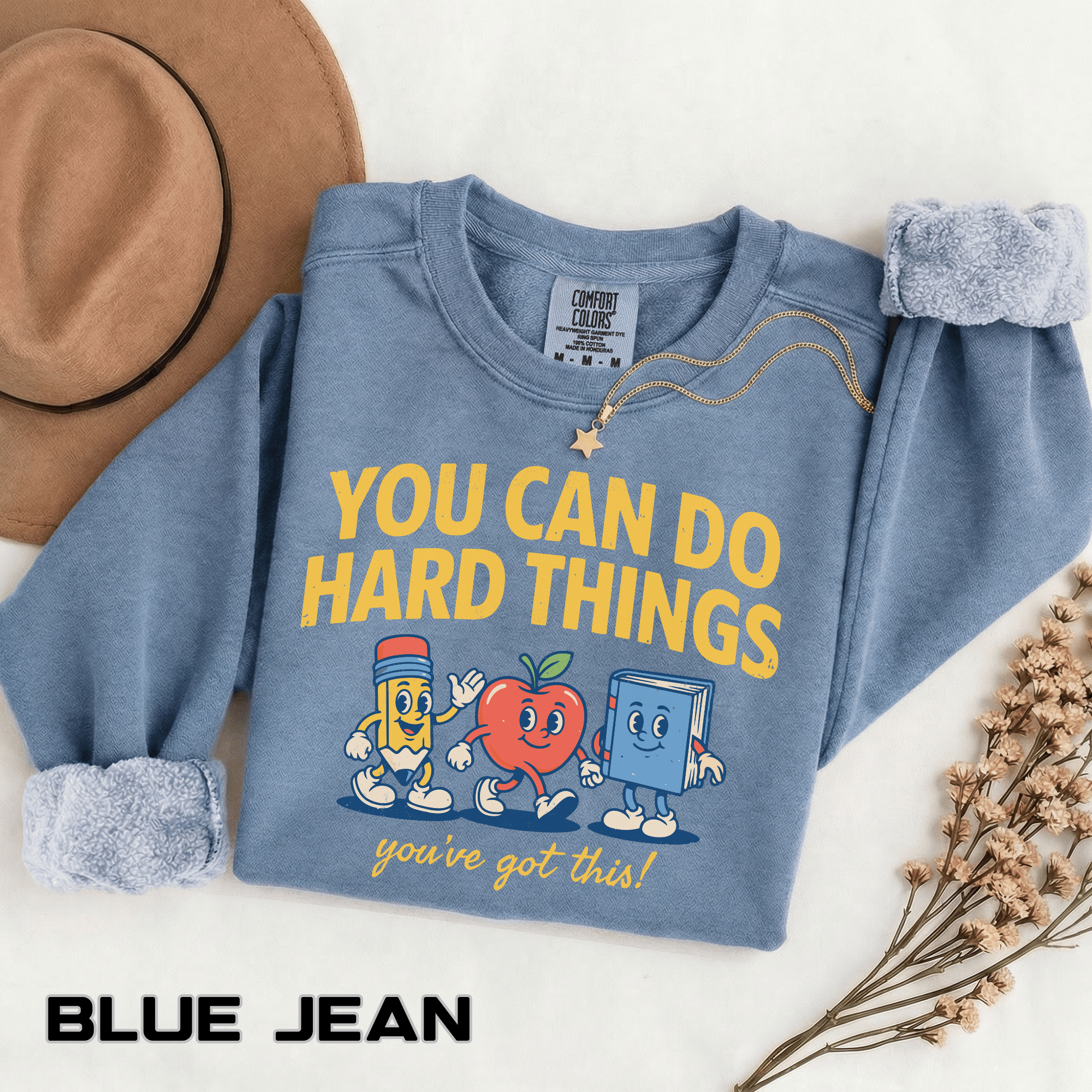 You Can Do Hard Things Teacher Sweatshirt, Motivational School Graphic Crewneck, Positive Classroom Gift for Educators