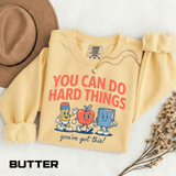 You Can Do Hard Things Teacher Sweatshirt, Motivational School Graphic Crewneck, Positive Classroom Gift for Educators