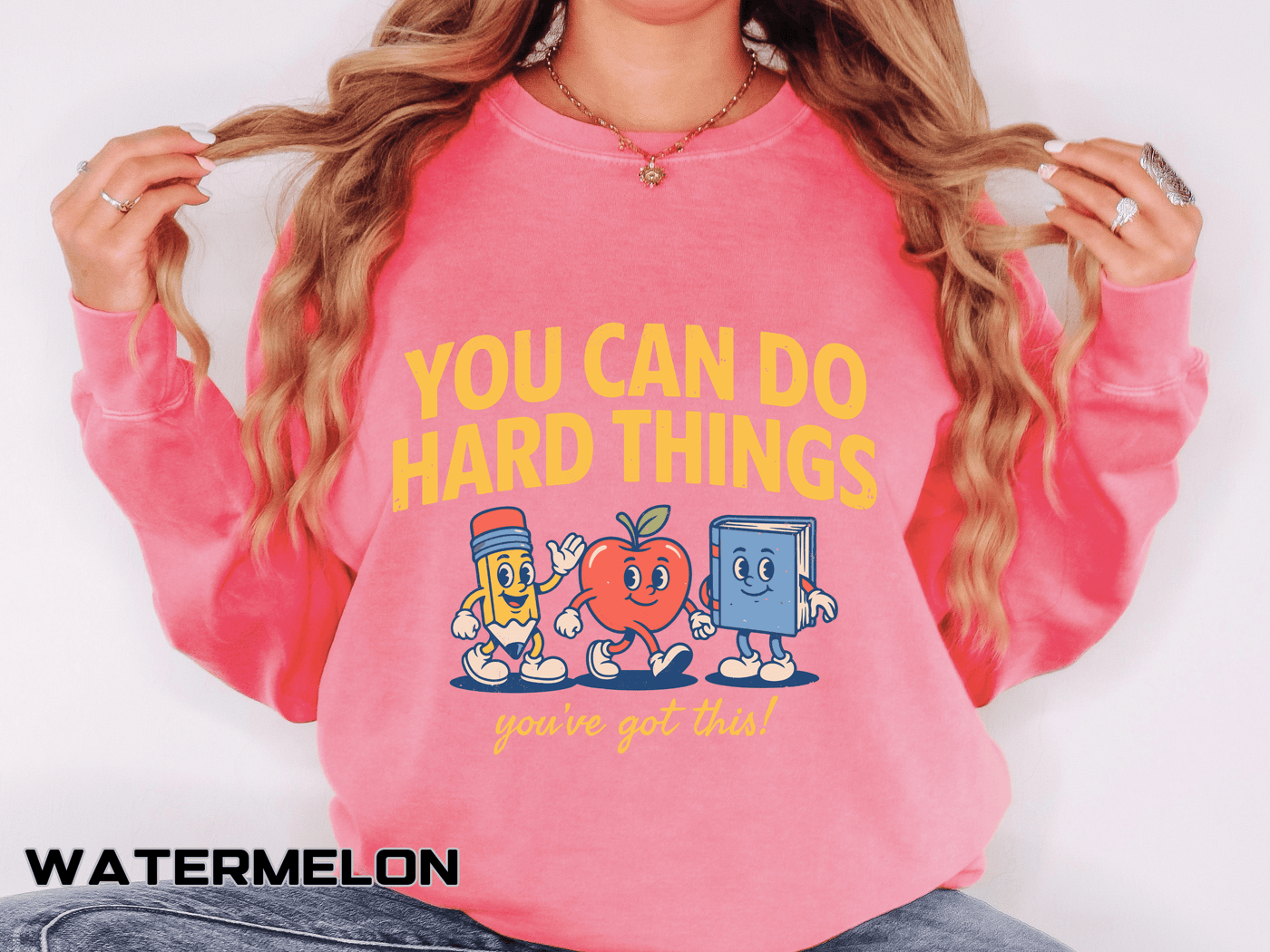 You Can Do Hard Things Teacher Sweatshirt, Motivational School Graphic Crewneck, Positive Classroom Gift for Educators