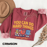 You Can Do Hard Things Teacher Sweatshirt, Motivational School Graphic Crewneck, Positive Classroom Gift for Educators