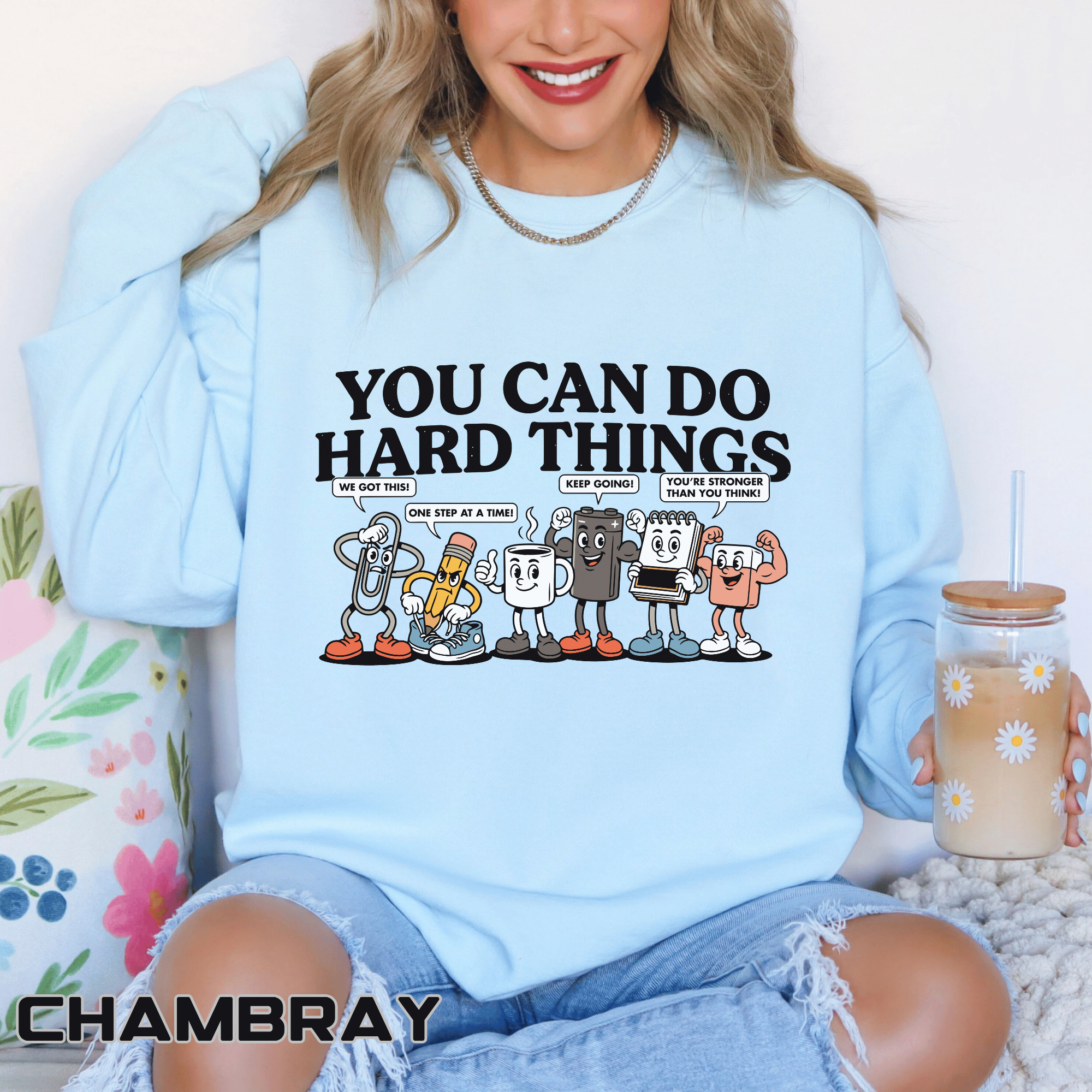 You Can Do Hard Things Comfort Colors Sweatshirt, Motivational Teacher Crewneck, Encouragement School Sweatshirt Gift