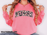 Nurse Floral Comfort Colors Sweatshirt, Nurse Appreciation Gift, Retro Varsity Nurse Crewneck, Healthcare Worker Sweatshirt