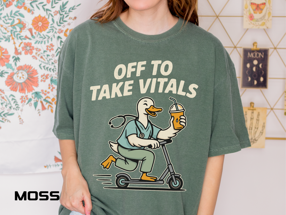 Funny Off To Take Vitals Comfort Colors Shirt, Duck Healthcare Worker Tee, Medical Humor Graphic T Shirt, Clinic Staff Gift
