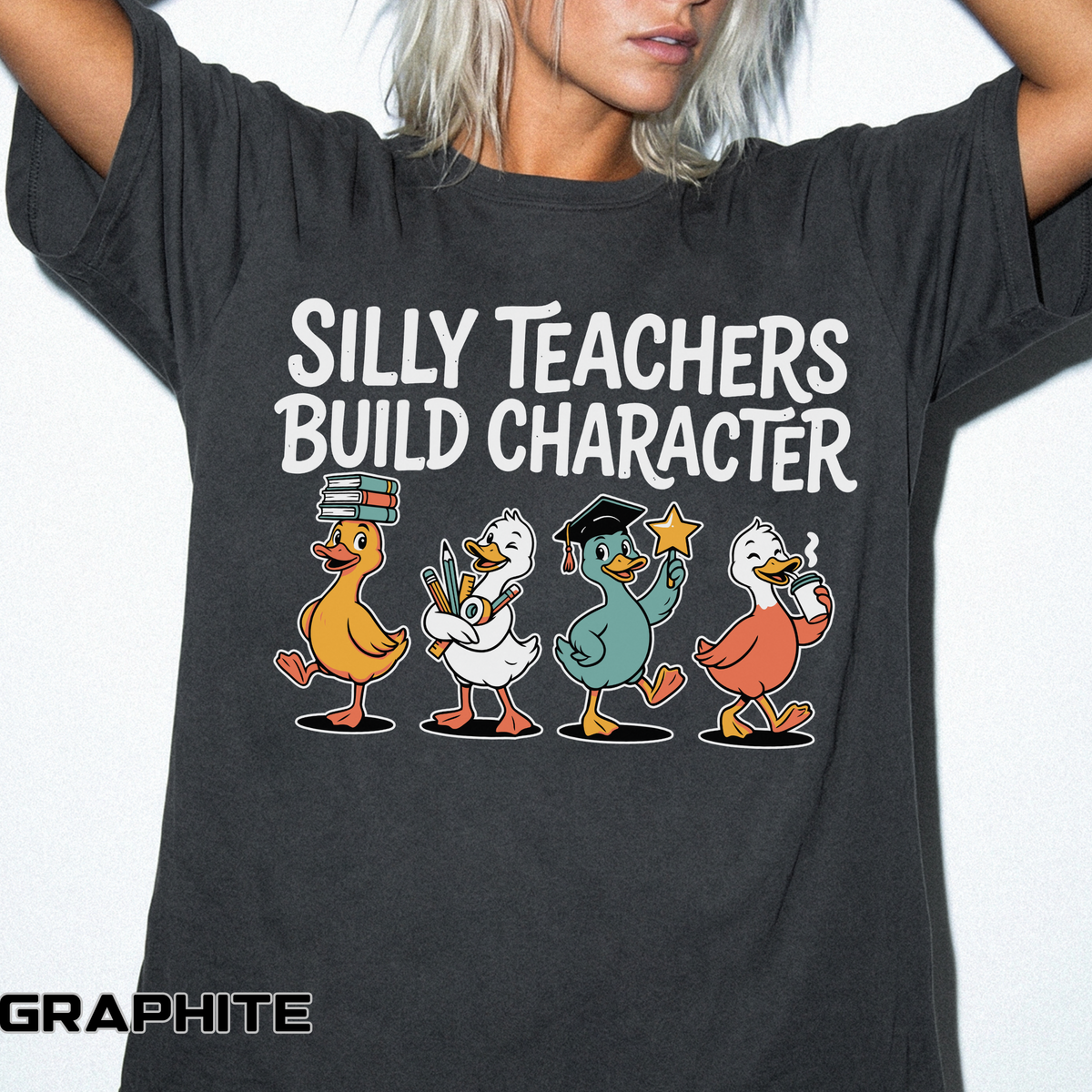 Funny Teacher Comfort Colors Shirt, Silly Teachers Build Character Tee, Teacher Appreciation Gift, Elementary School Teacher Shirt