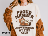 Funny Nap Lover Comfort Colors Shirt, Just Resting My Eyes Club Tee, Tired Adult Humor Shirt, Relaxation Graphic Tee Gif