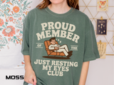 Funny Nap Lover Comfort Colors Shirt, Just Resting My Eyes Club Tee, Tired Adult Humor Shirt, Relaxation Graphic Tee Gif