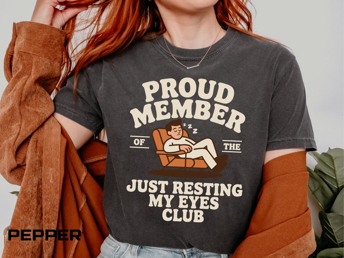 Funny Nap Lover Comfort Colors Shirt, Just Resting My Eyes Club Tee, Tired Adult Humor Shirt, Relaxation Graphic Tee Gif