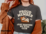 Funny Nap Lover Comfort Colors Shirt, Just Resting My Eyes Club Tee, Tired Adult Humor Shirt, Relaxation Graphic Tee Gif