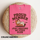Funny Nap Lover Comfort Colors Shirt, Just Resting My Eyes Club Tee, Tired Adult Humor Shirt, Relaxation Graphic Tee Gif