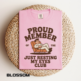 Funny Nap Lover Comfort Colors Shirt, Just Resting My Eyes Club Tee, Tired Adult Humor Shirt, Relaxation Graphic Tee Gif