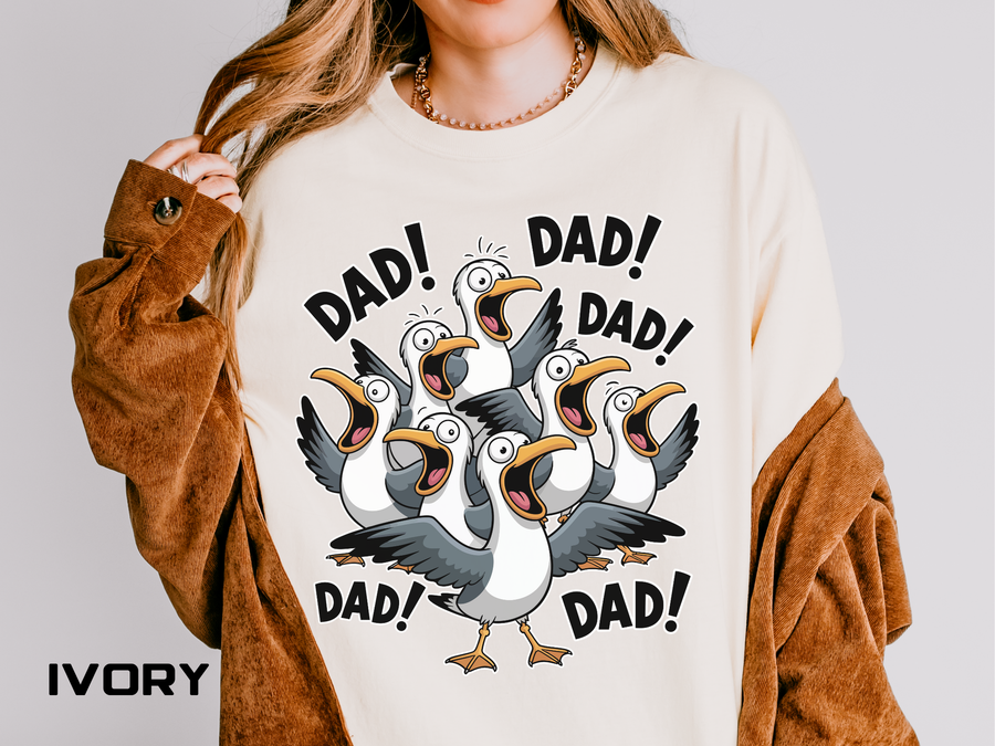 Funny Dad Life Comfort Colors Shirt, Dad Dad Dad Seagull Tee, Fatherhood Humor Graphic Shirt, Father's Day Gift for Dad