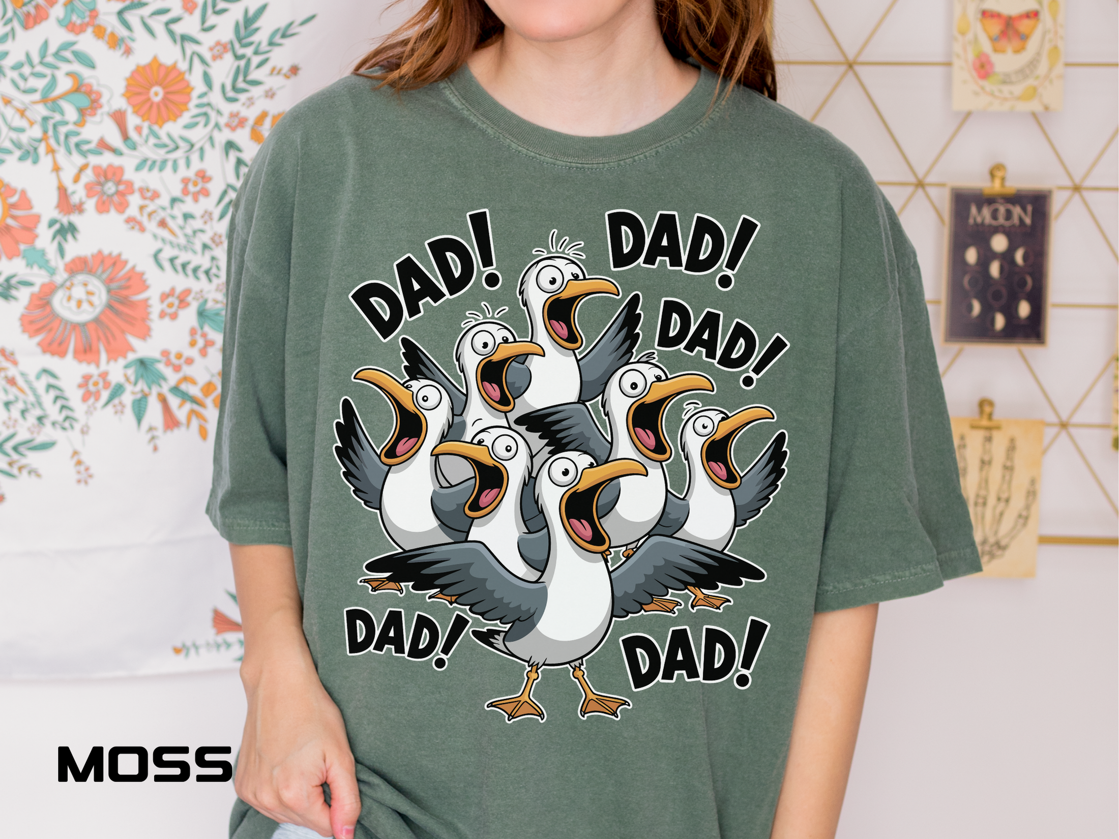 Funny Dad Life Comfort Colors Shirt, Dad Dad Dad Seagull Tee, Fatherhood Humor Graphic Shirt, Father's Day Gift for Dad
